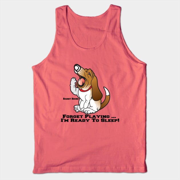 Basset Hound Lazy Sleepy Yawning Dog Cartoon Tank Top by SistersRock